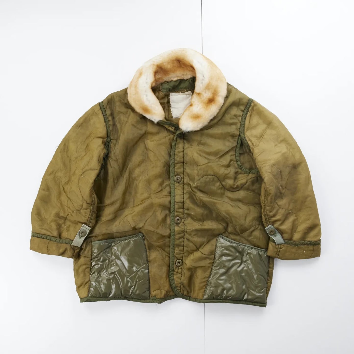 R13 Womens Refurbished Liner Jacket With Shearling Collar Green Quilted S RRP750 — View 2