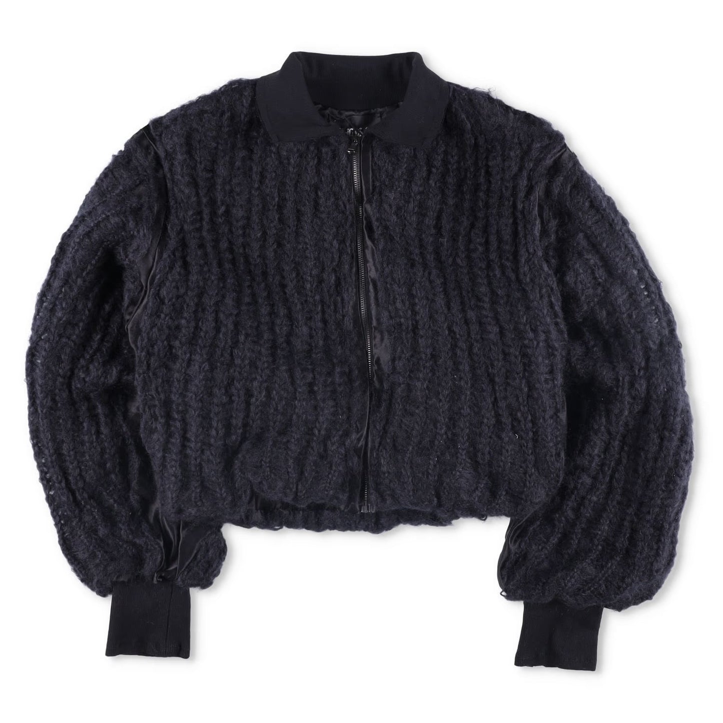 MLGA Mens Hand Knitted Bomber Jacket 07 Silk And Steel Black Size S RRP 1630