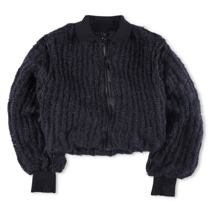 MLGA Mens Hand Knitted Bomber Jacket 07 Silk And Steel Black Size S RRP 1630