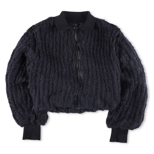 MLGA Mens Hand Knitted Bomber Jacket 07 Silk And Steel Black Size S RRP 1630