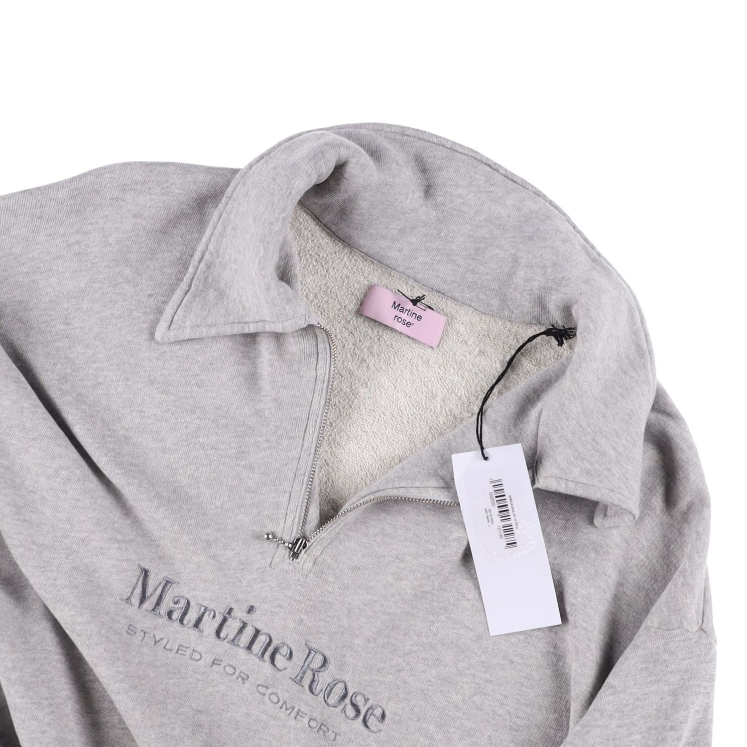 MARTINE ROSE Mens Polo Shirt Collared Quarter Zip Grey Long Sleeve Size L RRP340 — View 8