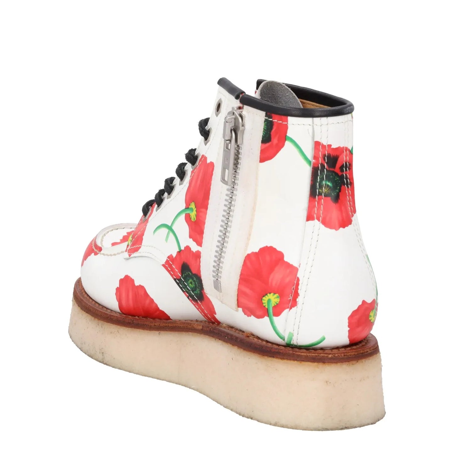 KENZO Womens Yama Lace Up Bootie Leather Floral White Flat Heel Size 37 RRP 735 — View 5