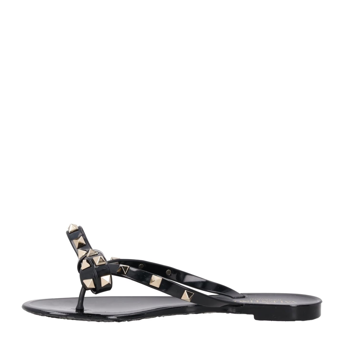 VALENTINO Womens Rockstud Collection Black PVC Flat Sandals Open Toe EU36 RRP380 — View 4