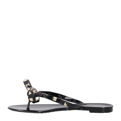 VALENTINO Womens Rockstud Collection Black PVC Flat Sandals Open Toe EU36 RRP380 — View 4