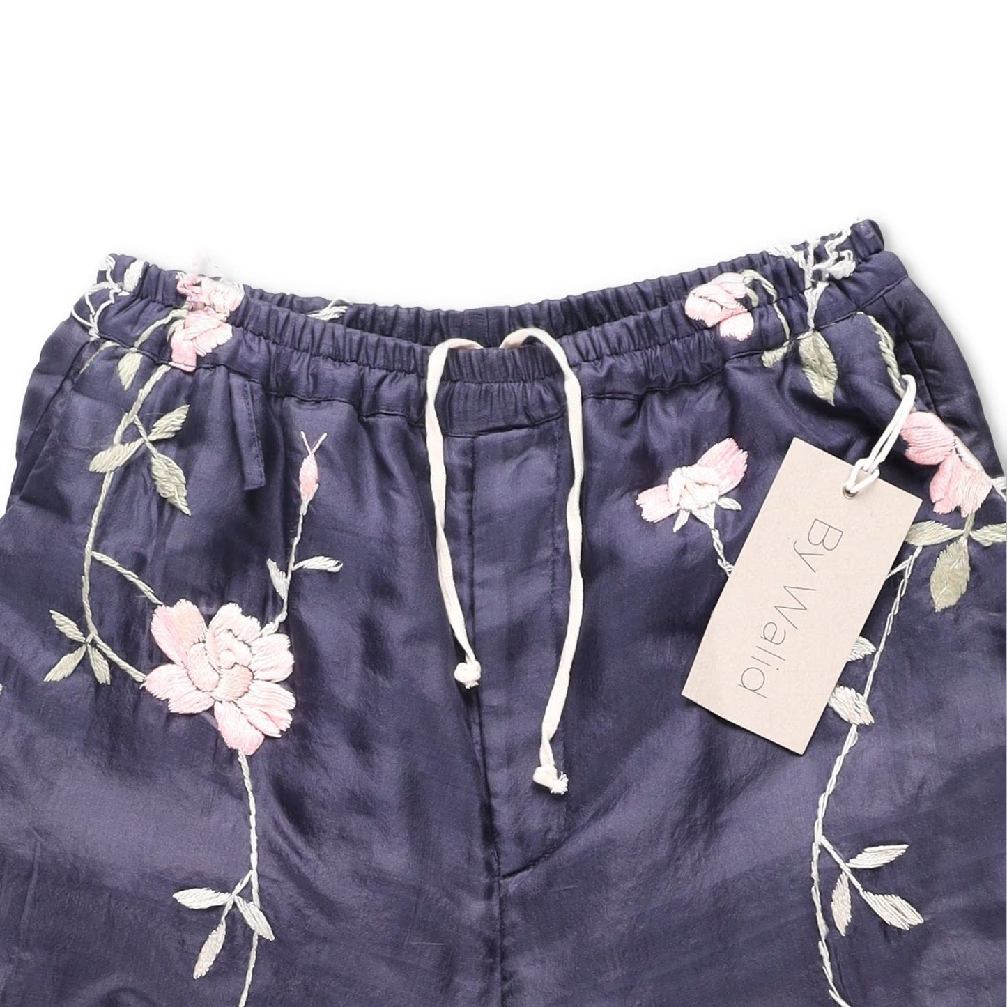 BY WALID Women Nia Silk Trousers Floral Embroidered Relaxed Multicolour M RRP700 — View 5
