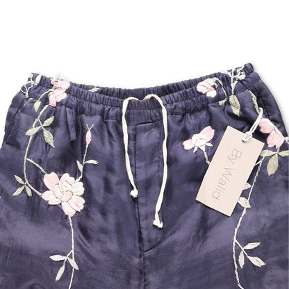 BY WALID Women Nia Silk Trousers Floral Embroidered Relaxed Multicolour M RRP700 — View 5