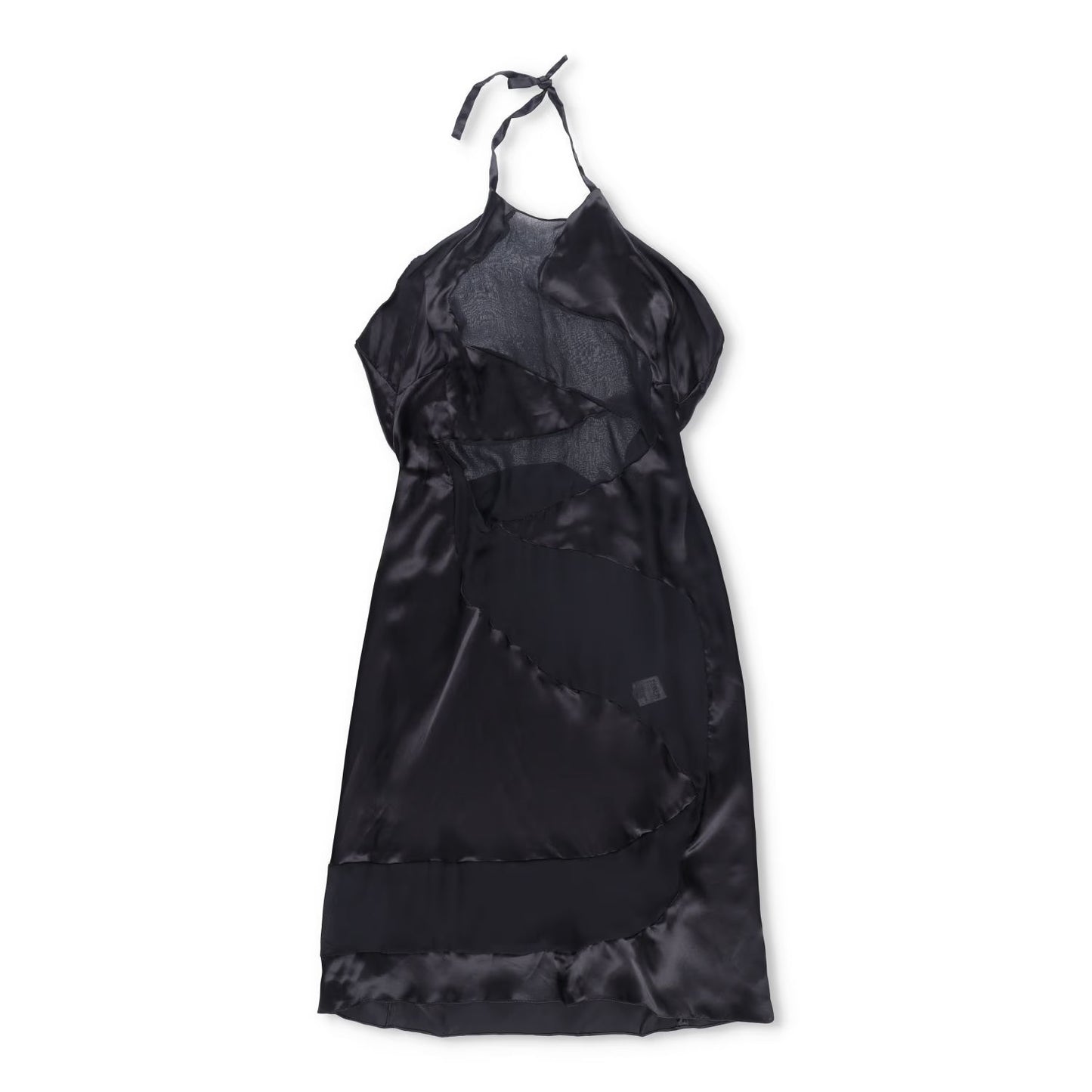 FEBEN Womens Spiral Knee Length Dress Black Silk Sleeveless Tie Halter 40 RRP785 — View 2