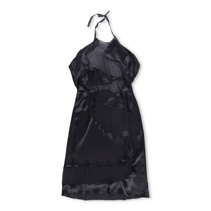 FEBEN Womens Spiral Knee Length Dress Black Silk Sleeveless Tie Halter 40 RRP785 — View 2