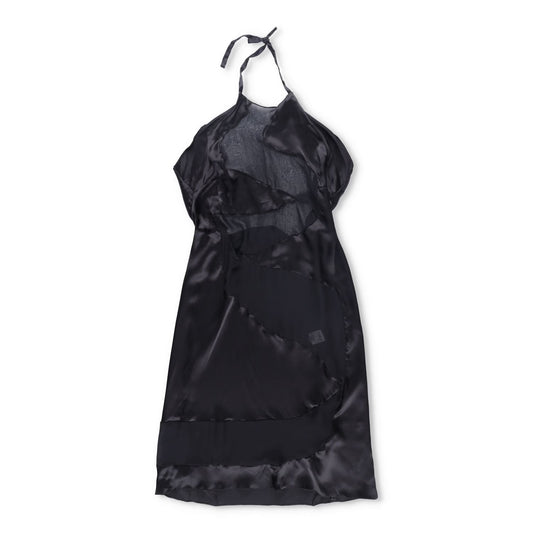 FEBEN Womens Spiral Knee Length Dress Black Silk Sleeveless Tie Halter 40 RRP785 — View 2