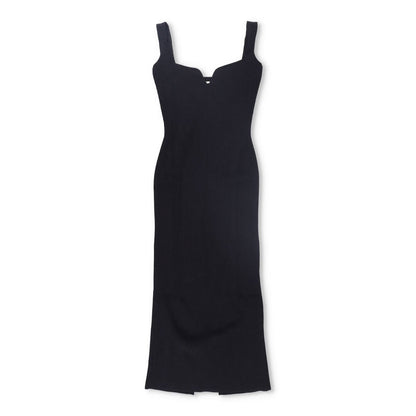 KHAITE Womens Nina Strappy Sweethear Neck Rib Knit Midi Dress Black XL RRP 1050 — View 2