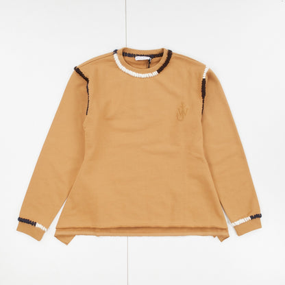 JW ANDERSON Asymmetric Contrast Stitch Crew Sweat Cotton Womens Tobbaco M RRP245 — View 4