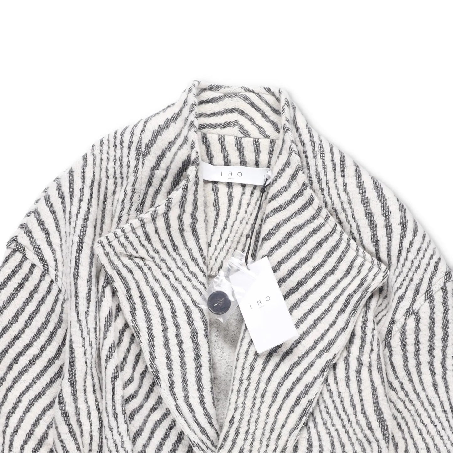 IRO PARIS Womens Kimono Jacket Wool Blend Grey White Striped Size 36 RRP 500 — View 6
