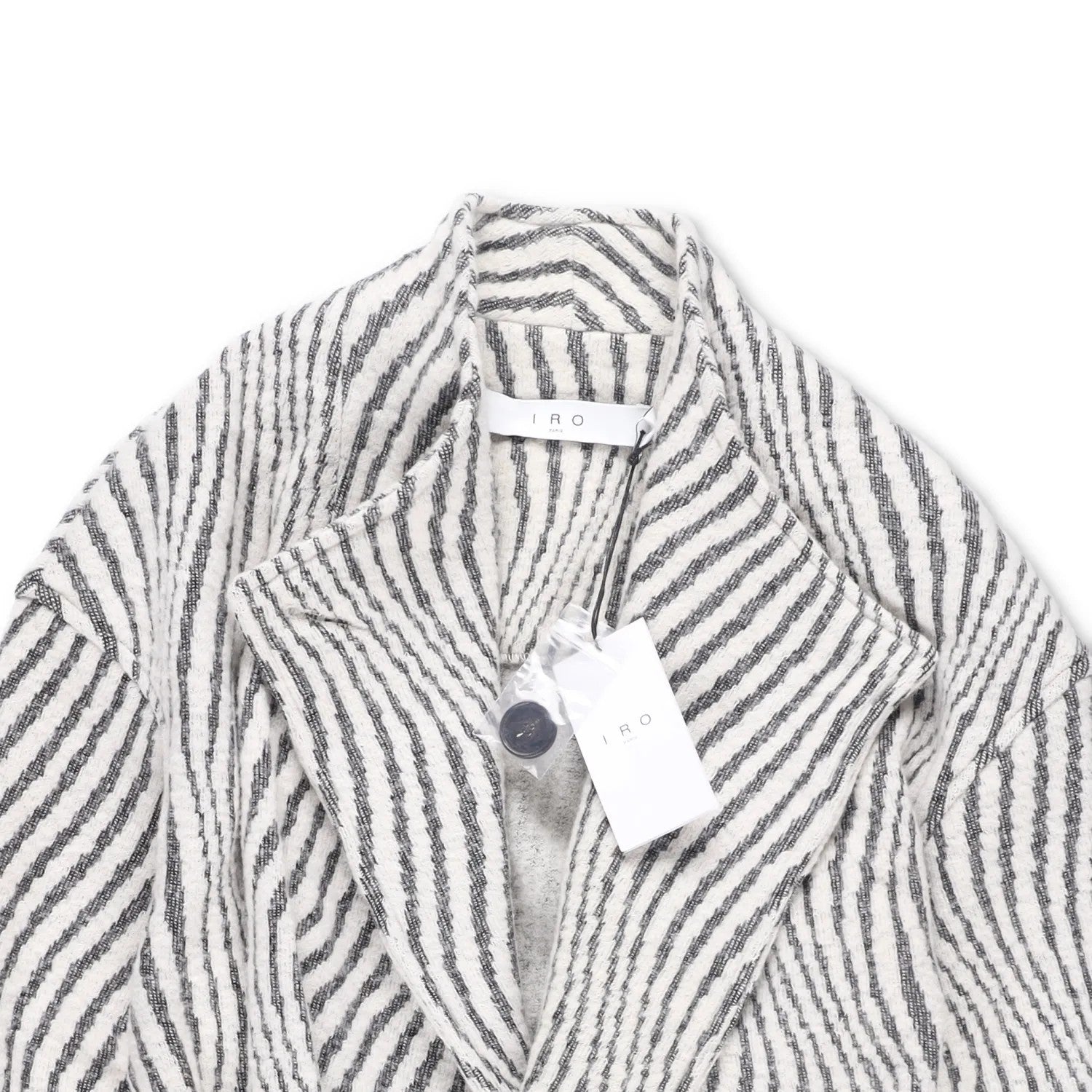 IRO PARIS Womens Kimono Jacket Wool Blend Grey White Striped Size 36 RRP 500 — View 6