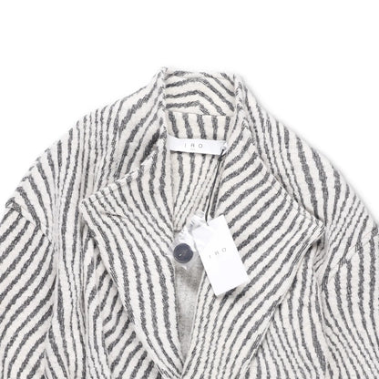 IRO PARIS Womens Kimono Jacket Wool Blend Grey White Striped Size 36 RRP 500 — View 6