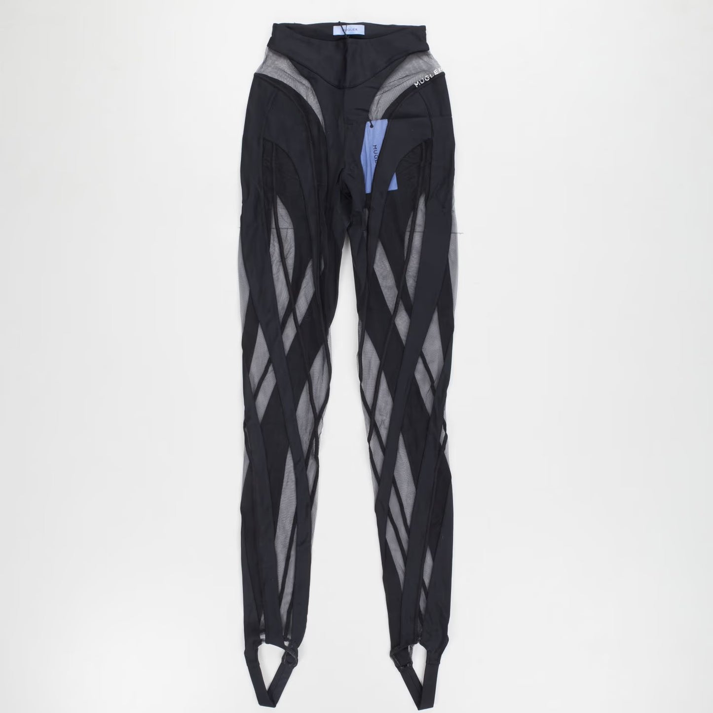 MUGLER Womens Black Sheer Lycra Tulle High Rise Leggings Size 34 RRP 460
