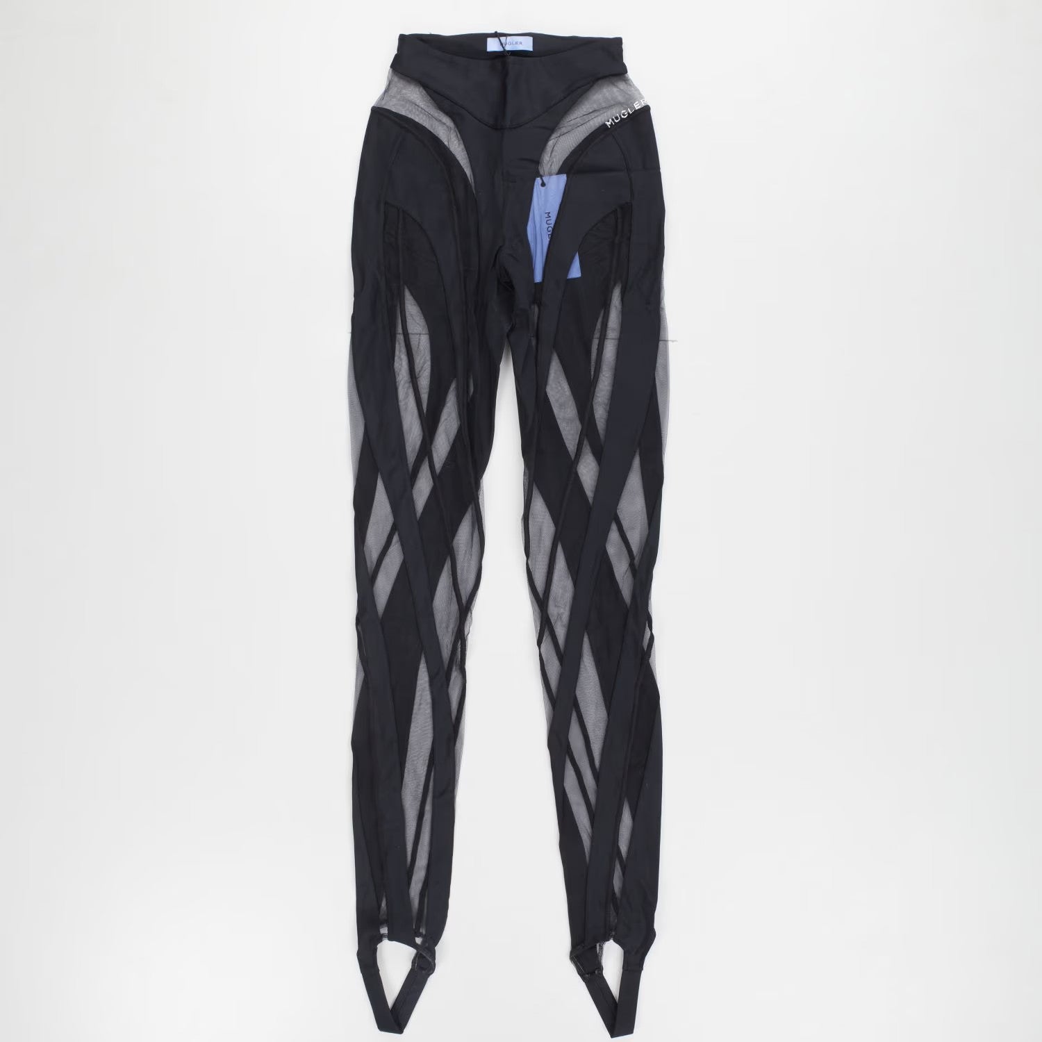MUGLER Womens Black Sheer Lycra Tulle High Rise Leggings Size 34 RRP 460
