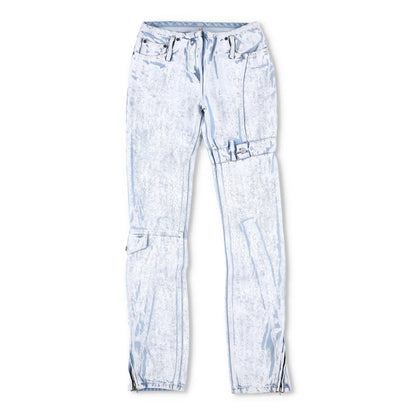 ACNE STUDIOS Womens Straight Leg Jeans Light Blue White 5 Pocket Denim 34 RRP925