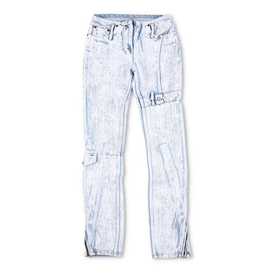 ACNE STUDIOS Womens Straight Leg Jeans Light Blue White 5 Pocket Denim 34 RRP925