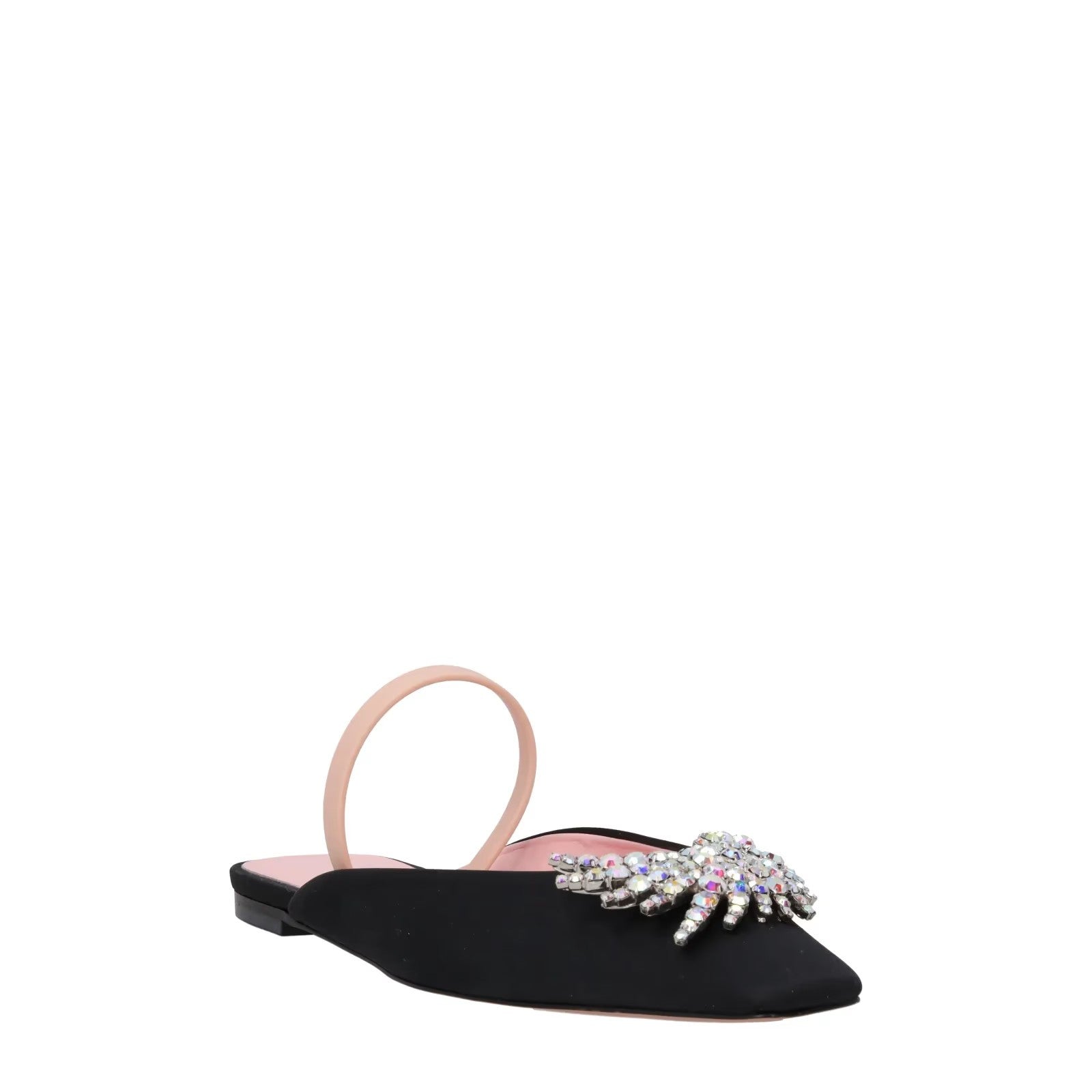 PIFERI Womens Drizella Flat Square Toe Pump Satin Crystal Black UK5 RRP 575 — View 2