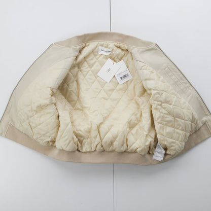 FRANKIE SHOP Womens Micky Zip Faux Leather Cropped Bomber Jacket Cream XL RRP370 — View 8