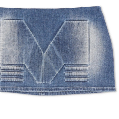 MOWALOLA Womens Embossed Denim Mini Skirt Blue Short Light Wash Size XS RRP 320 — View 4