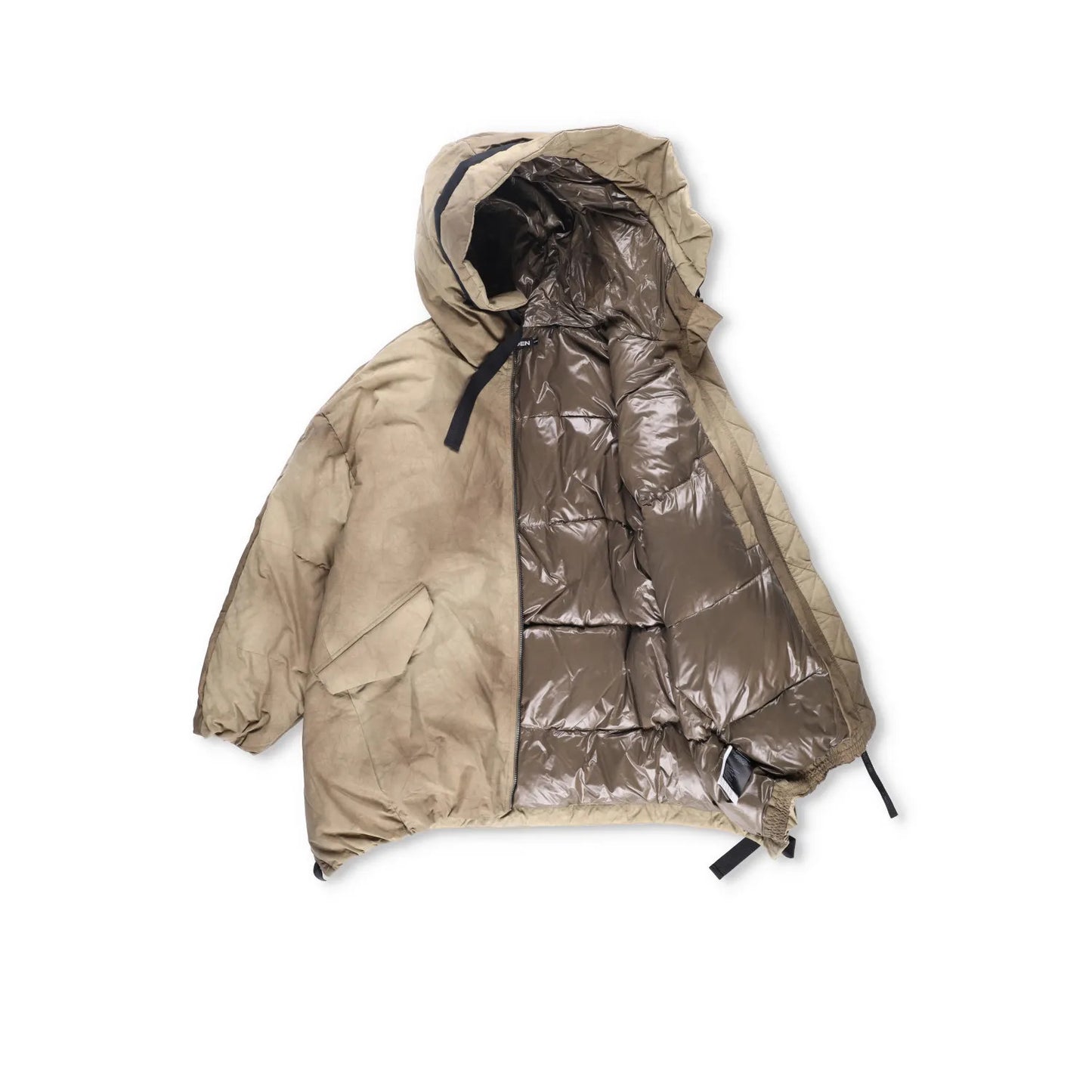 HOLDEN Mens Beige Hooded Puffer Jacket Nylon Polyamide Zip Closure S-M RRP 800 — View 5