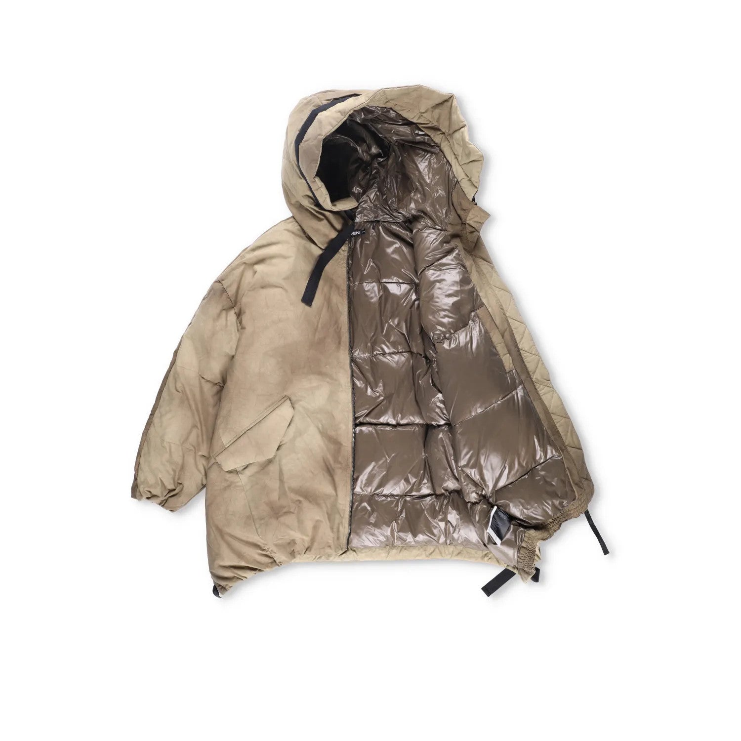 HOLDEN Mens Beige Hooded Puffer Jacket Nylon Polyamide Zip Closure S-M RRP 800 — View 5