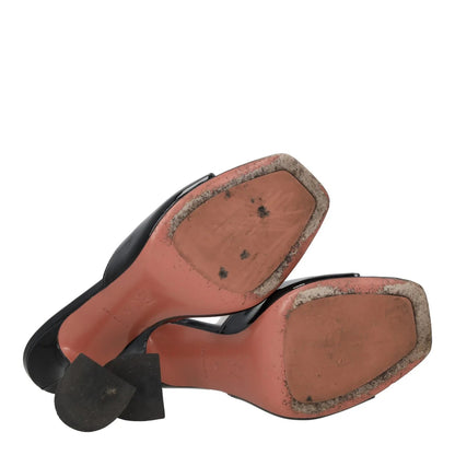 AMINA Womens Lupita 95 High Heel Open Toe Mule Leather Black Sandals UK 6 RRP540 — View 9