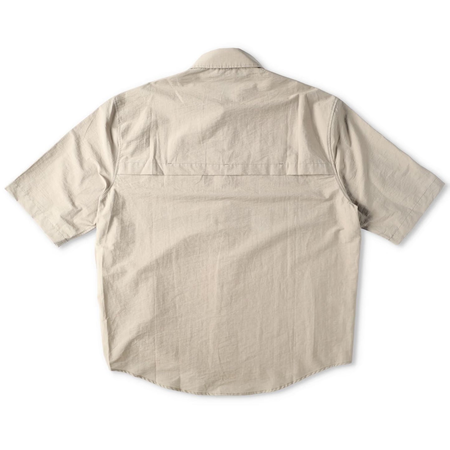 LEMAIRE Mens Double Pocket Short Sleeve Shirt Button-Up Collared Beige 50 RRP570 — View 9