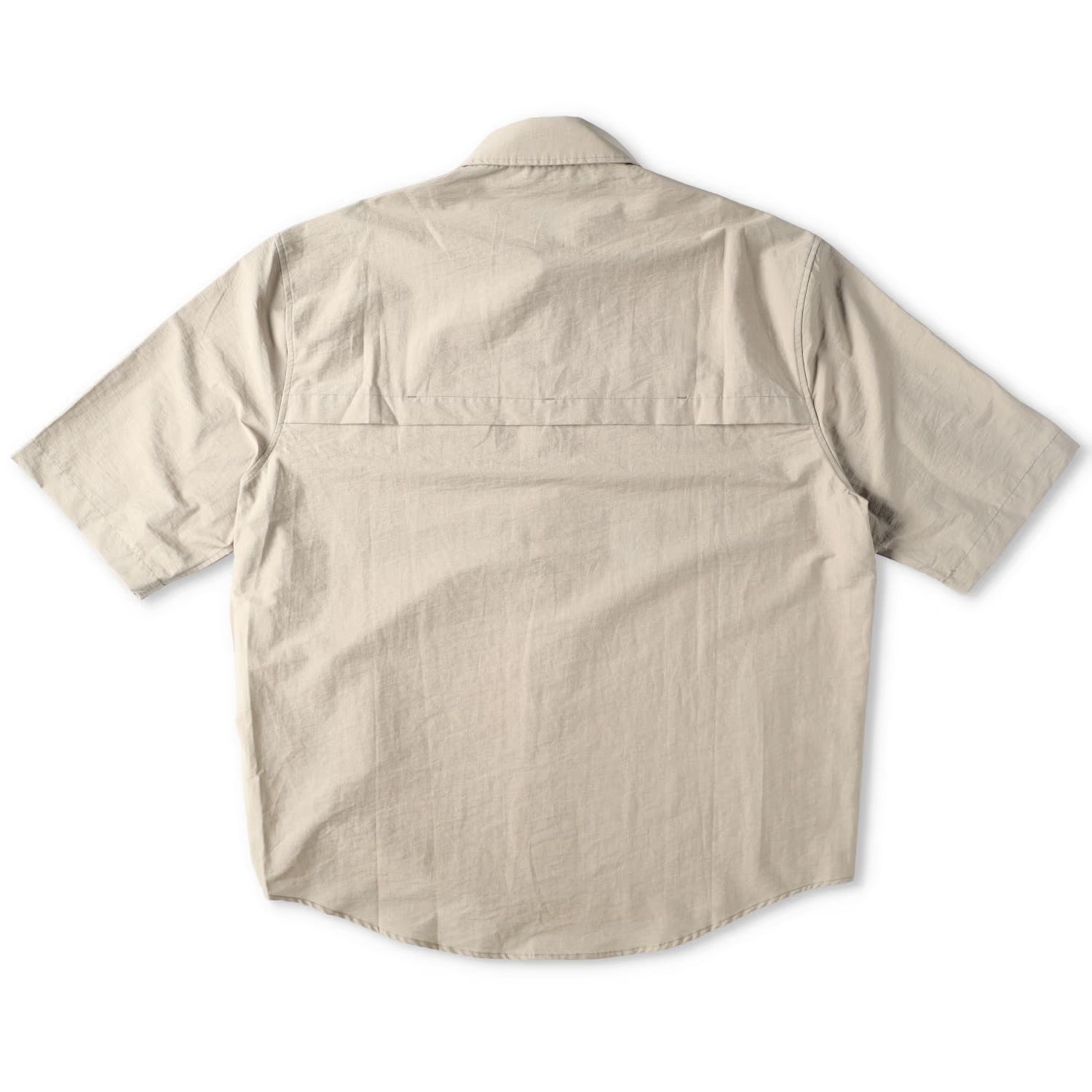 LEMAIRE Mens Double Pocket Short Sleeve Shirt Button-Up Collared Beige 50 RRP570 — View 9