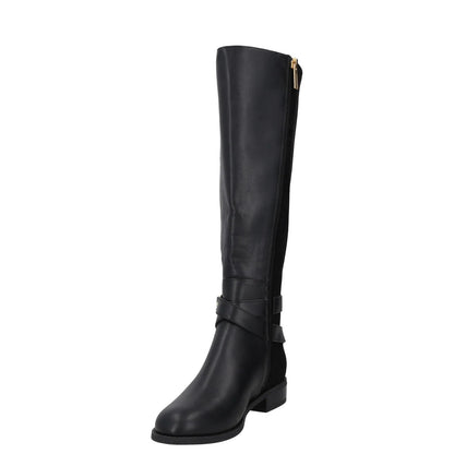 MICHAEL KORS Womens Knee High Boots Black Leather Gold Detail UK 2 RRP 150 — View 3