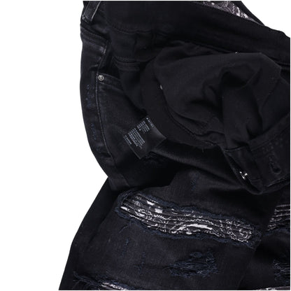 AMIRI Mens Vint Bandana Artpatch Skinny Jeans Black Embroidered Size 31 RRP 1290 — View 9