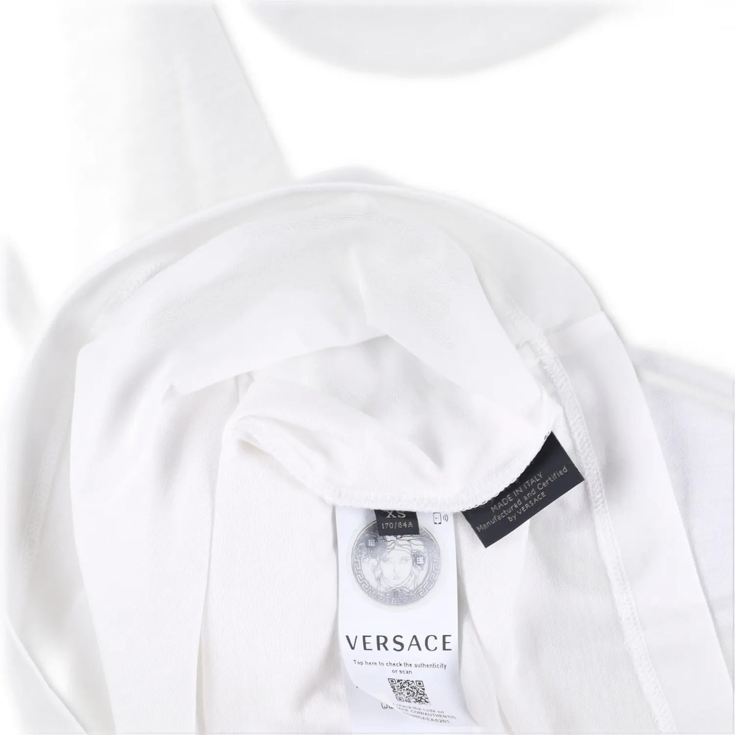VERSACE Womens T-Shirt Large Ford Logo White Cotton Crew Neck Size XS RRP 200 — View 6