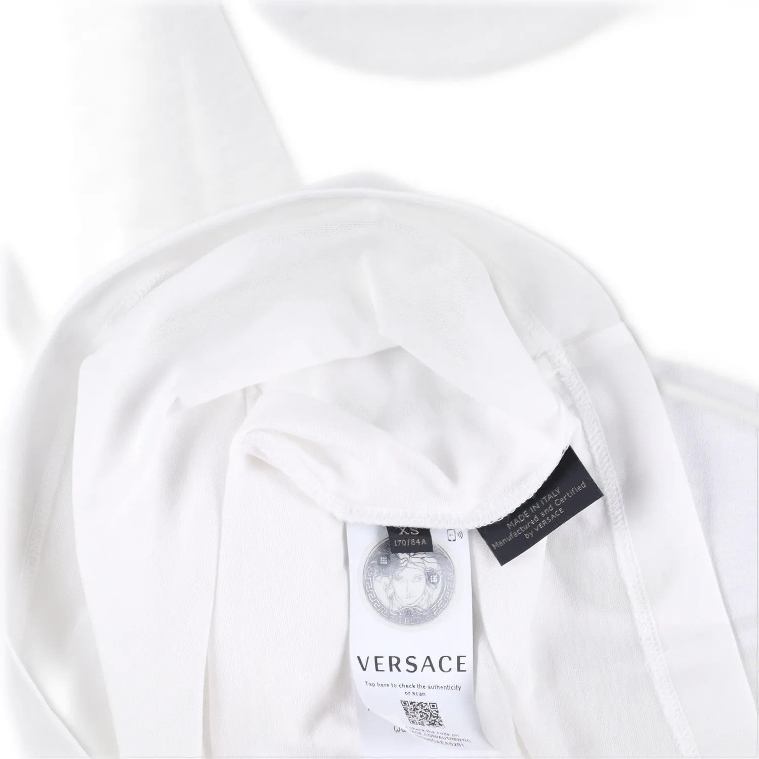 VERSACE Womens T-Shirt Large Ford Logo White Cotton Crew Neck Size XS RRP 200 — View 6