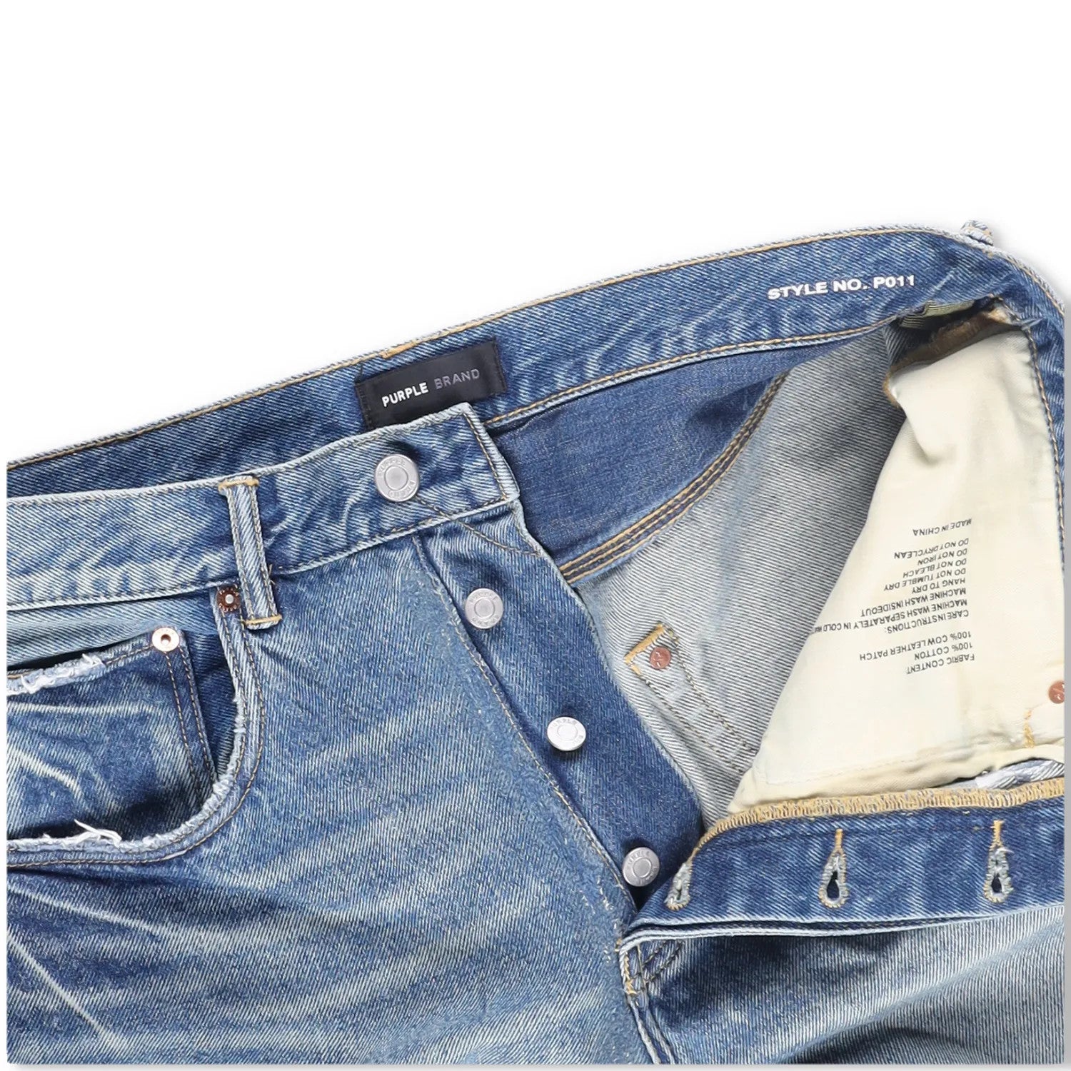 PURPLE BRAND Mens Vintage Knee Slit Blue Straight Leg Jeans Size 34 RRP 325 — View 6