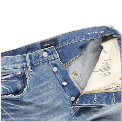 PURPLE BRAND Mens Vintage Knee Slit Blue Straight Leg Jeans Size 34 RRP 325 — View 6