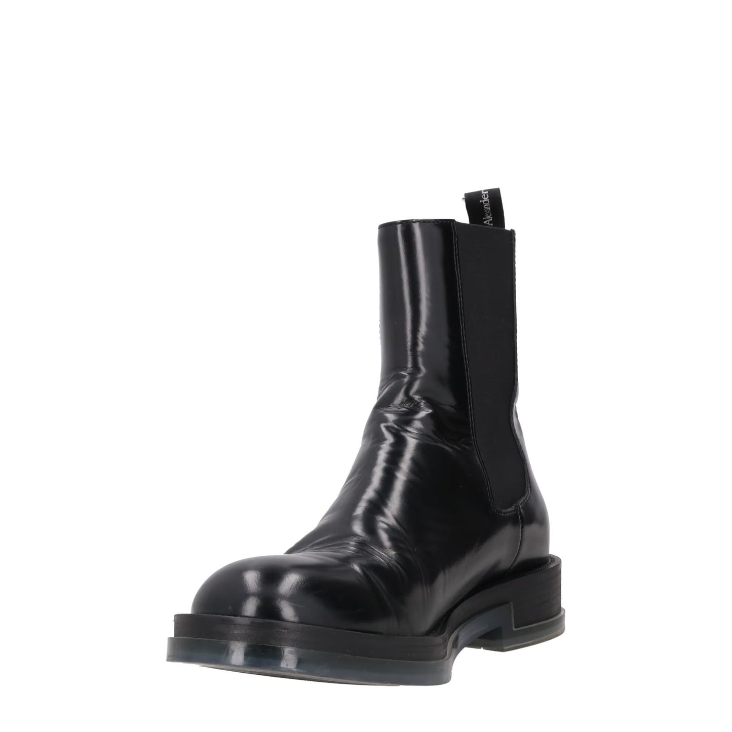 ALEXANDER MCQUEEN Mens Chelsea Boot Transparent Sole Black Leather UK 7 RRP 900 — View 3