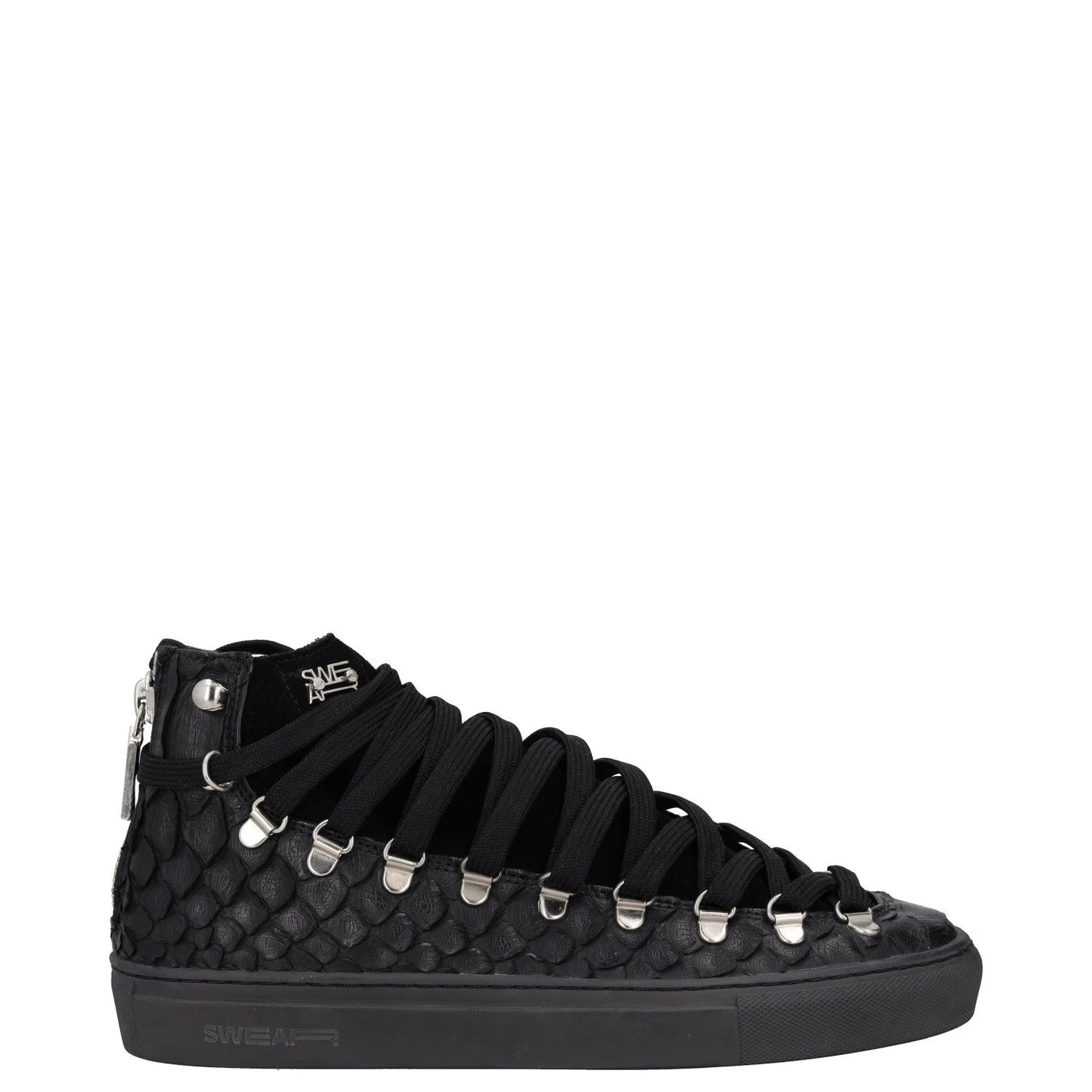 SWEAR Mens Trainers Black Leather Mid Top Lace Up Sneakers UK 6 RRP 250