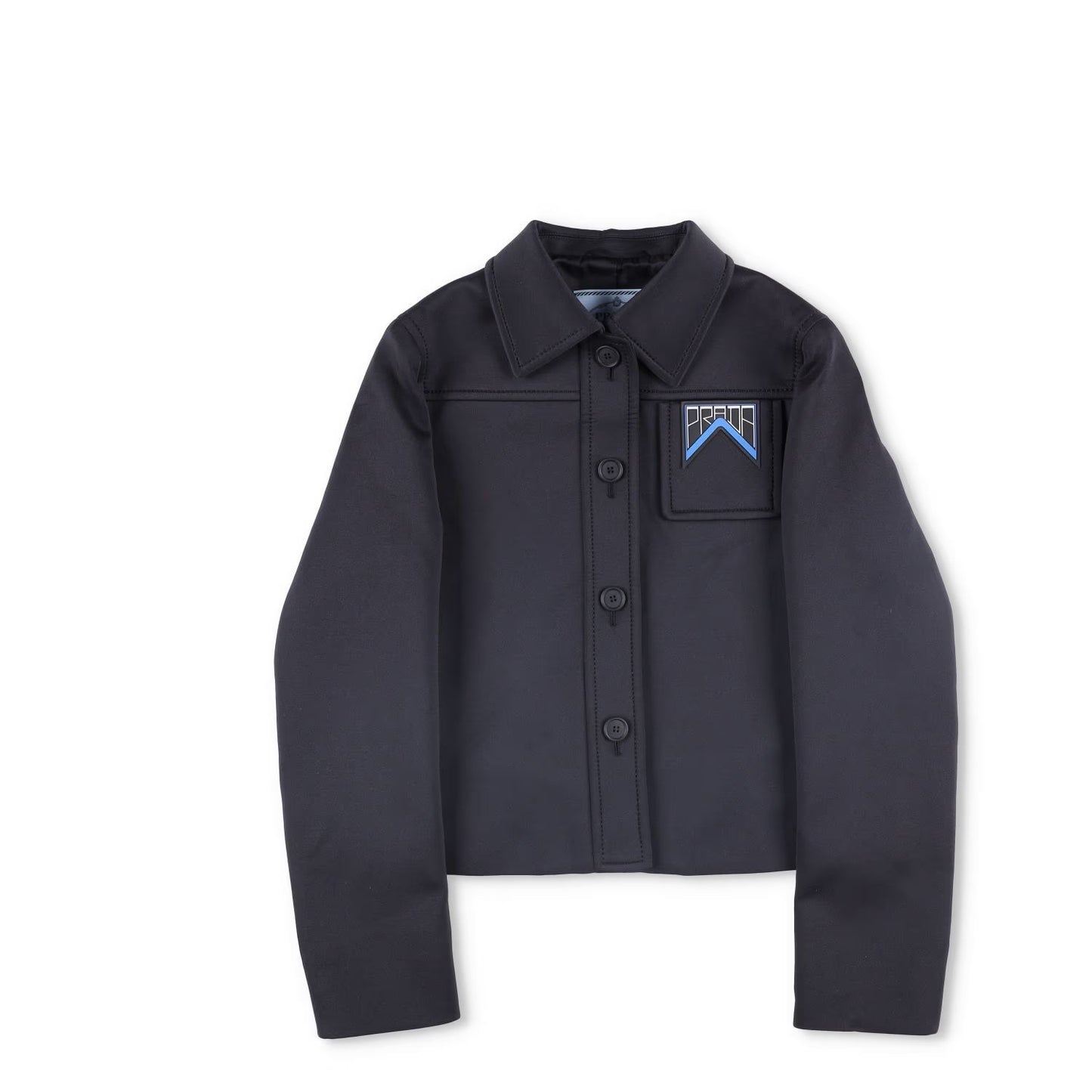 PRADA Womens Black Cropped Jacket Logo Accent Button Closure Size 40 RRP 1700 — View 3