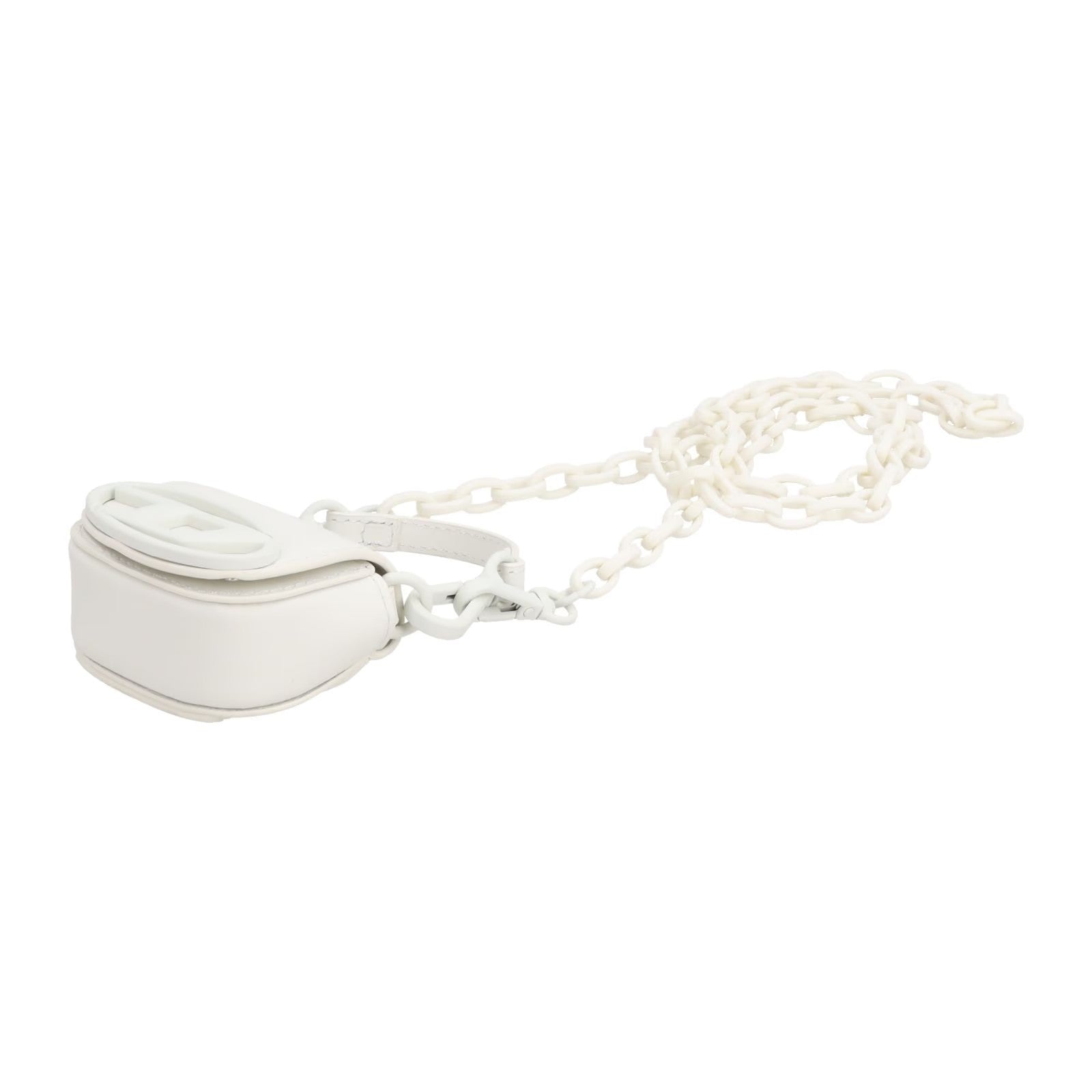 DIESEL Womens MICRO Rubber 1Dr Bag Charm White Leather Logo RRP 200 — View 9