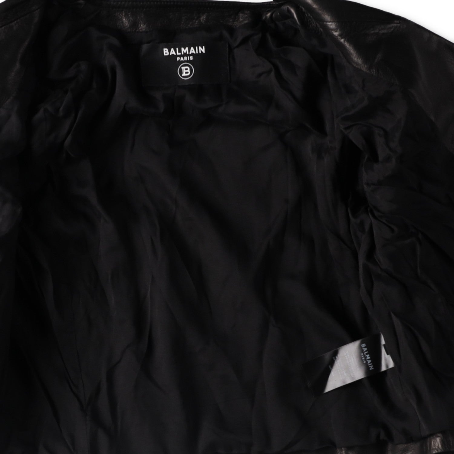 BALMAIN Womens Leather Cropped Biker Jacket Zippers Black Designer RRP3000 — View 10