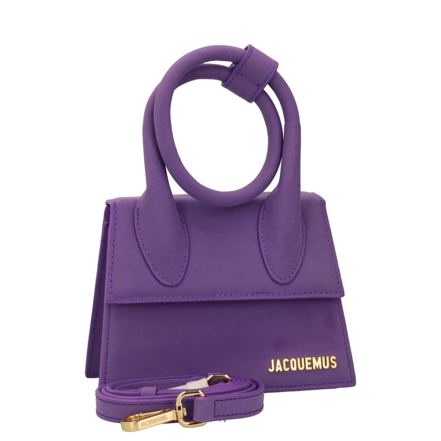 JACQUEMUS Womens Top Handle Bag Purple Leather Flat Closure Gold Accent S RRP450 — View 10