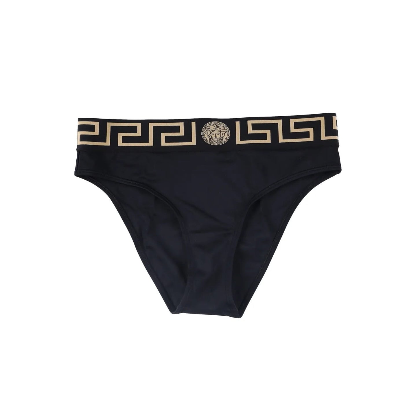 VERSACE Women E Bikini Bottoms Logo Elasticated Waistband Black Size S RRP 150 — View 2