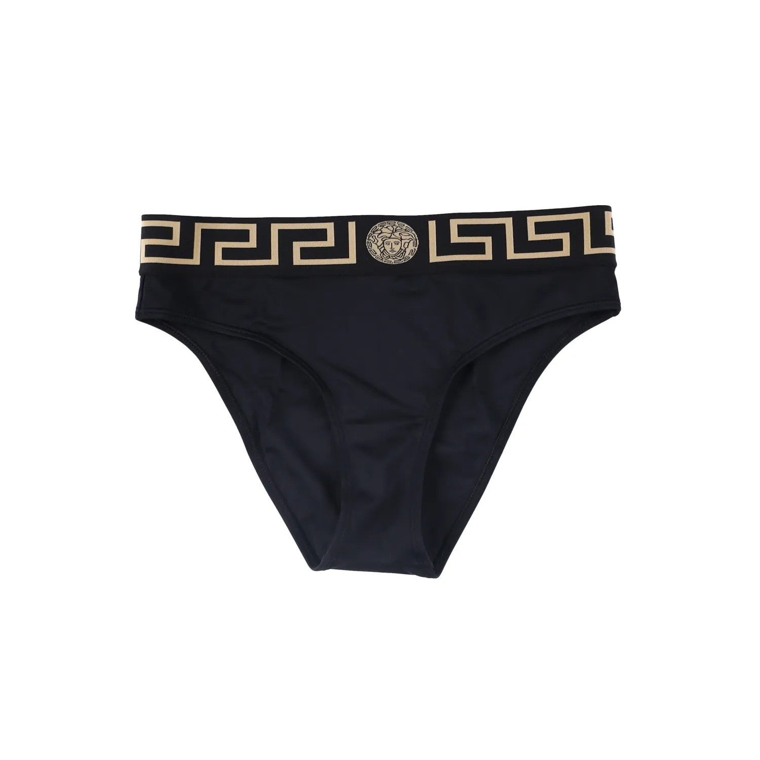 VERSACE Women E Bikini Bottoms Logo Elasticated Waistband Black Size S RRP 150 — View 2