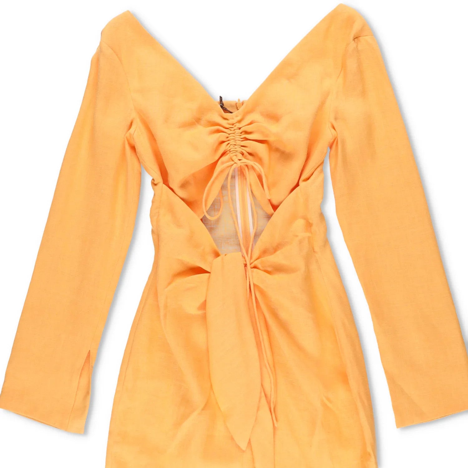 NANUSHKA Womens Gilia Mini Dress V-Neck Long Sleeve Ruched Orange Tie XXS RRP540 — View 3