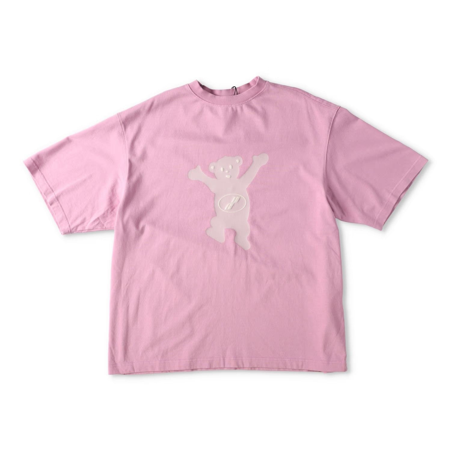 WE11 DONE Womens Pink Teddy Logo T-Shirt Cotton Animal Short Sleeve S RRP 250