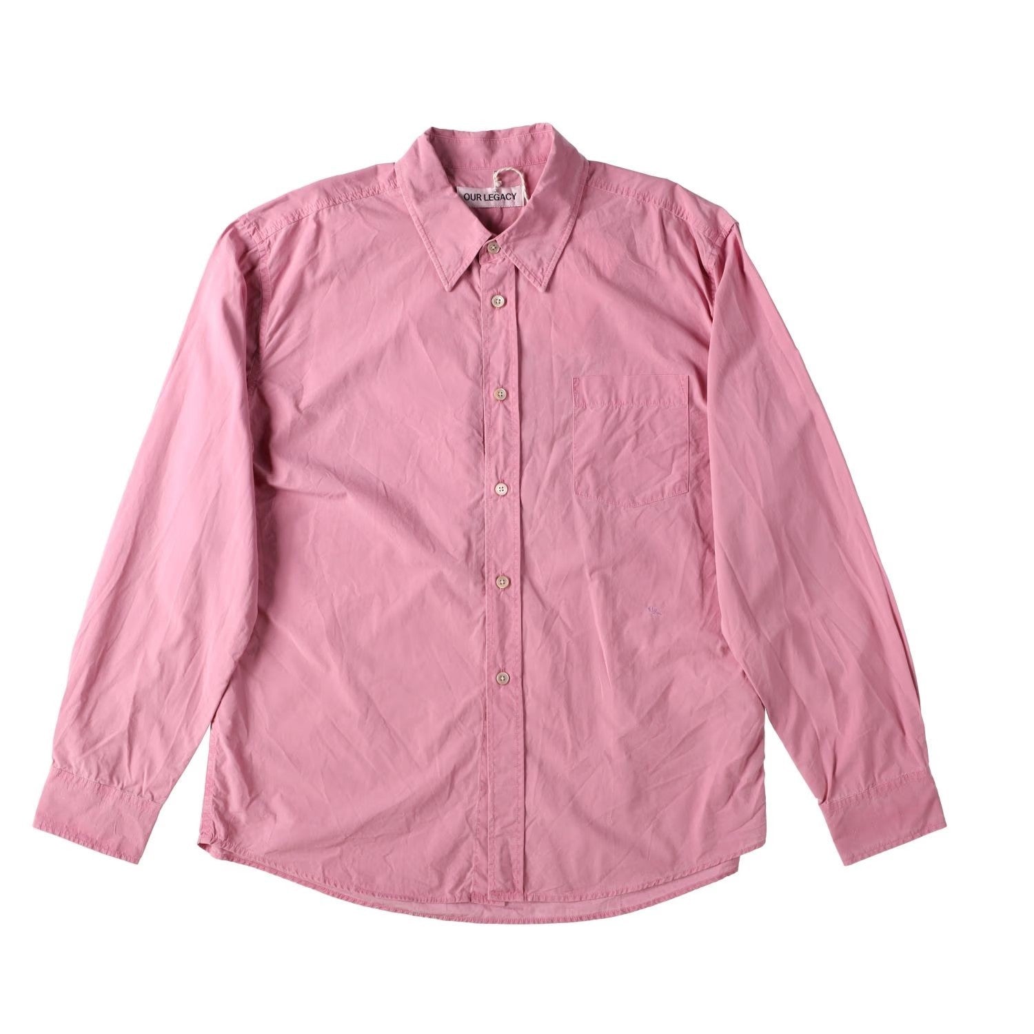 OUR LEGACY Mens Beyond Button Up Poplin Shirt Pink Collared Size 48 RRP 270