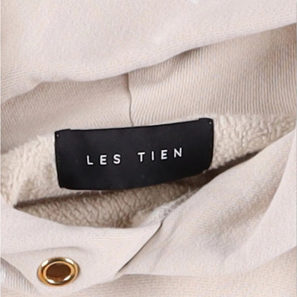LES TIEN Womens Hoodie Cotton Blend Pullover Beige Front Pocket Size L RRP 260 — View 5