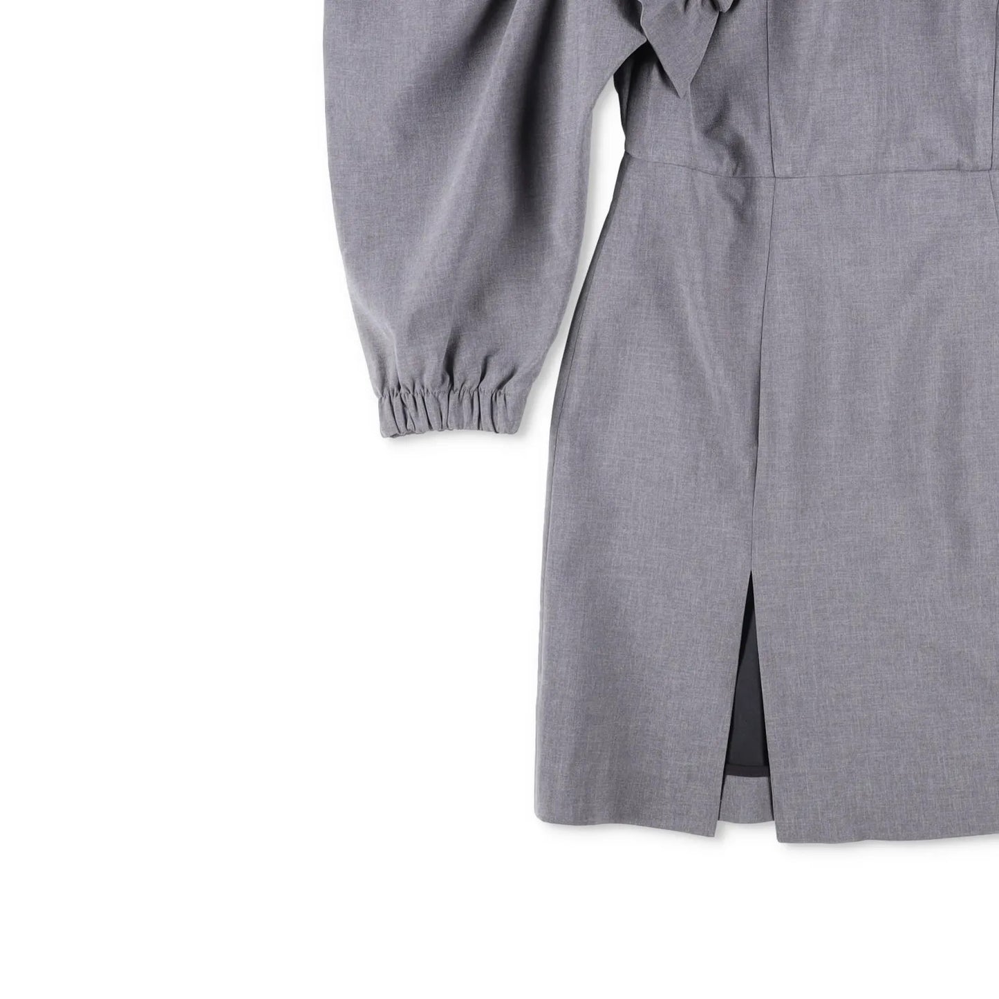 SHUSHU TONG Womens Dress Grey High Neck Puff Sleeve Knee Length Zip 8 RRP 500 — View 3
