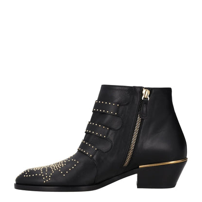 CHLOE Womens Bootie Gold Studded Buckle Black Leather Wedge Heel UK 3 RRP 1000 — View 4